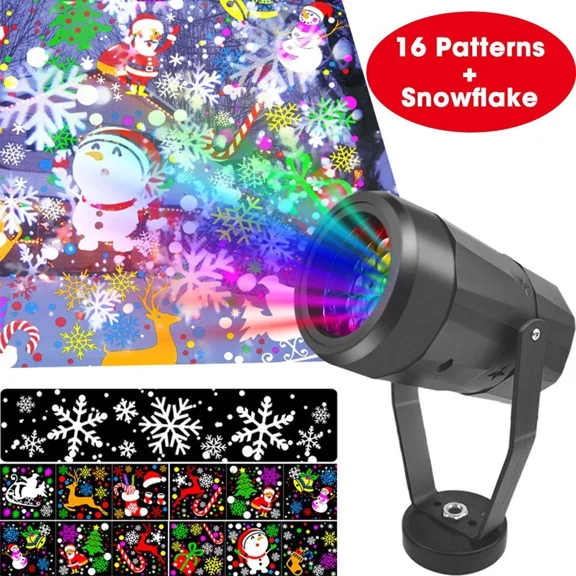 16 Pattern Indoor Christmas Projector Laser Light Snow Landscape Garden Lamp New