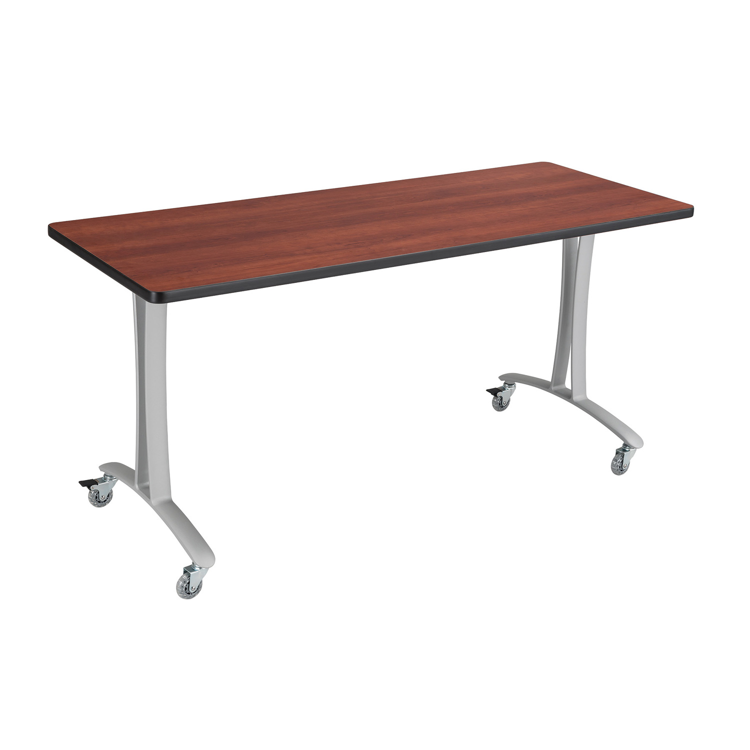 Rumba Tables, Fixed TLeg Table with Casters, 60 x 24"FinishCherry