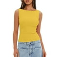 thumbnail image 2 of Womens Boat Neck Tank Tops Sleeveless Slim Fit Shirts Summer Going Out Y2K Fashion Clothes Yellow L, 2 of 6