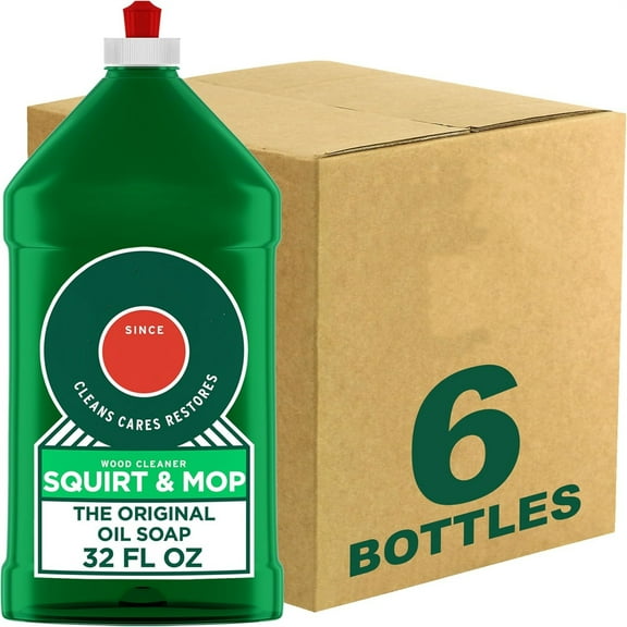 Soap Squirt and Mop Floor Cleaner, 192 Oz (32 Oz, 6 Pack) - Bulk Cleaning Supplies Bundle - Natural Wood Cleaner, Hardwood Cleaner - Office Supplies, Household Cleaning Supplies