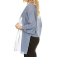 thumbnail image 3 of Sakkas Jona Women Soft Sheer Chiffon Bridal Wedding Evening Scarf Shawl Wrap Stole - Steel Blue - 7029, 3 of 5