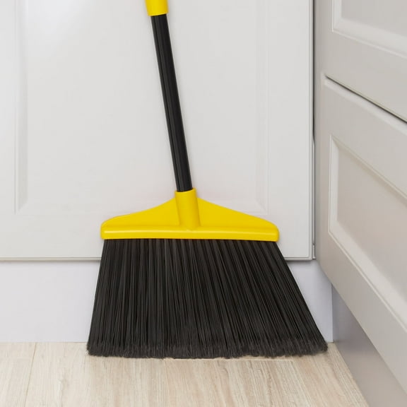 Lifewit Outdoor/Indoor Broom Heavy Duty, Commercial Broom with 53" Extendable Long Handle, Household Angle Corner Brooms for Patio, Garage, Deck, Lobby, Courtyard Sweeping, Yellow