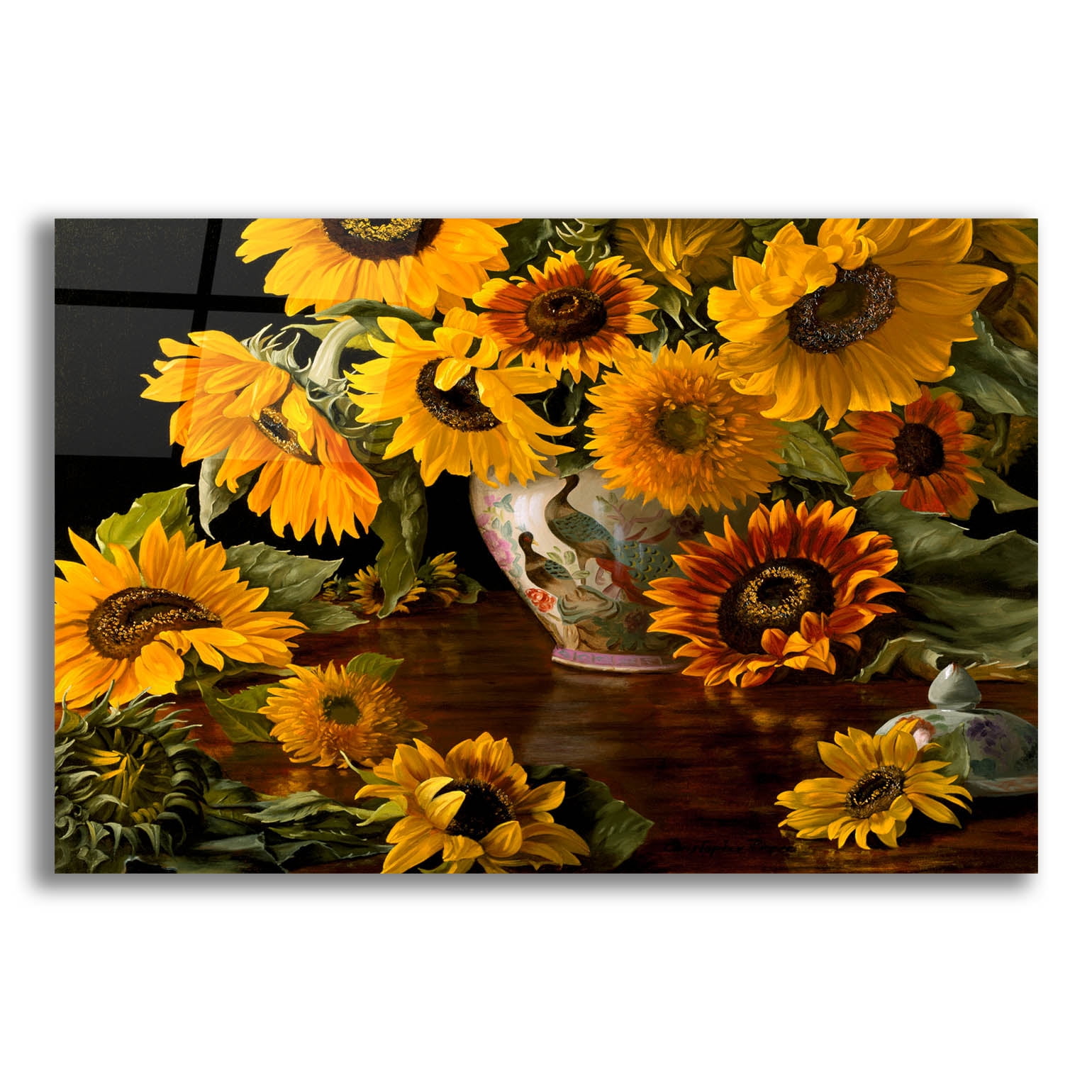 Epic Art 'Sunflowers In A White Chinese Vase' by Christopher Pierce ...