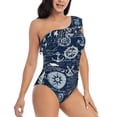thumbnail image 3 of Pofeuu Sailing Cruises Nautical Print Women's One Piece Swimsuits One Shoulder Swimwear Asymmetric Ruffle Monokinis Bathing Suits-Small, 3 of 6