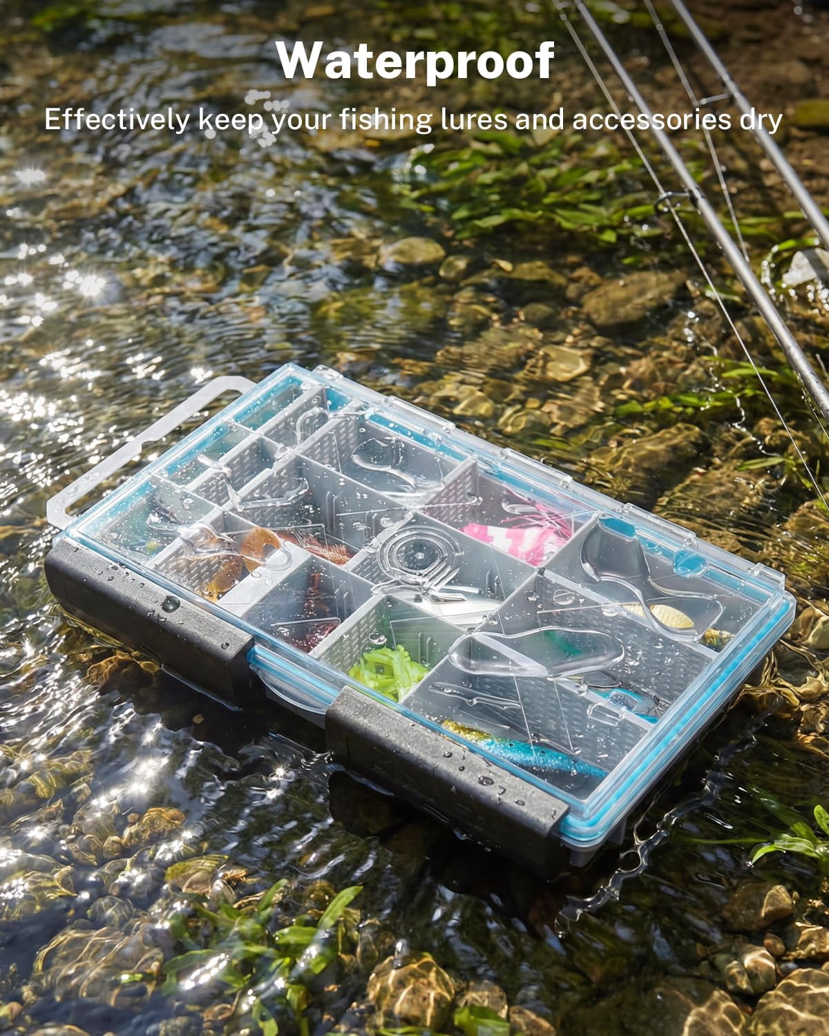 Tackle Boxes For Fishing 2-pack Waterproof With Adjustable Compartments  Clear Portable Trays Plastic Organizers Diy Dividers Lures Hooks & Bass Gear 3600 Gray