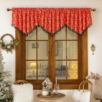 Christmas Triangle Window Valance - 55 Inch Red Polyester Holiday Curtain for Home/Office (Easy Install & Reusable)