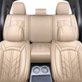 thumbnail image 2 of For 2009-2014 Ford F150 Truck Car Seat Covers Full Set Front Rear Pu Leather Cushion Cover Beige, 2 of 5