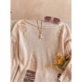 thumbnail image 5 of Women Off Shoulder Distressed Long Sleeve Top Hollow Fringe Casual Night Out Outfit, 5 of 9
