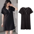 thumbnail image 3 of ZTTD Women's Maternity Leisure Short Sleeve V-Neck Breastfeeding Ice Silk Lactation Nightdress Dress With Chest Pads, Sizes S-L, 3 of 9