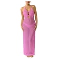 thumbnail image 2 of Halter Swimsuit Cover Ups for Women Crochet Knit Hollow Out Sleeveless Long Maxi Sundresses, 2 of 7