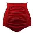 thumbnail image 1 of PMVFHDE Bas de Maillot de Bain Taille Haute pour Femmes avec Jupe Bikini Tankini avec Design Froncé Rouge, TG, 1 of 4