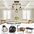 thumbnail image 5 of 3 - Light Kitchen Island Lighting  Pendant Light Fixtures over Table Wood Hanging Lamp with Metal Shades for Dining Table Living Room Hallway, 5 of 7