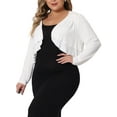 thumbnail image 4 of Agnes Orinda Plus Size Cardigan for Women Long Sleeve Open Front Elegant Cropped Shrugs Bolero Cardigans 1X White, 4 of 6