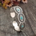 thumbnail image 4 of HONCLL Adjustable Oval Turquoise Embellished Bracelet in Bohemian Designs Open Bangle for Everyday Wear and Special Occasions, 4 of 8