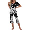 thumbnail image 3 of Sdeycui Womens Capri Pajama Sets Summer V Neck Short Sleeve With Capri Pants With Pockets 2 Piece Lounge Set, 3 of 6