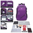 thumbnail image 3 of Mochila para portátil FENGDONG, duradera e impermeable, para viajes de 17.3 pulgadas, color morado, 3 of 6