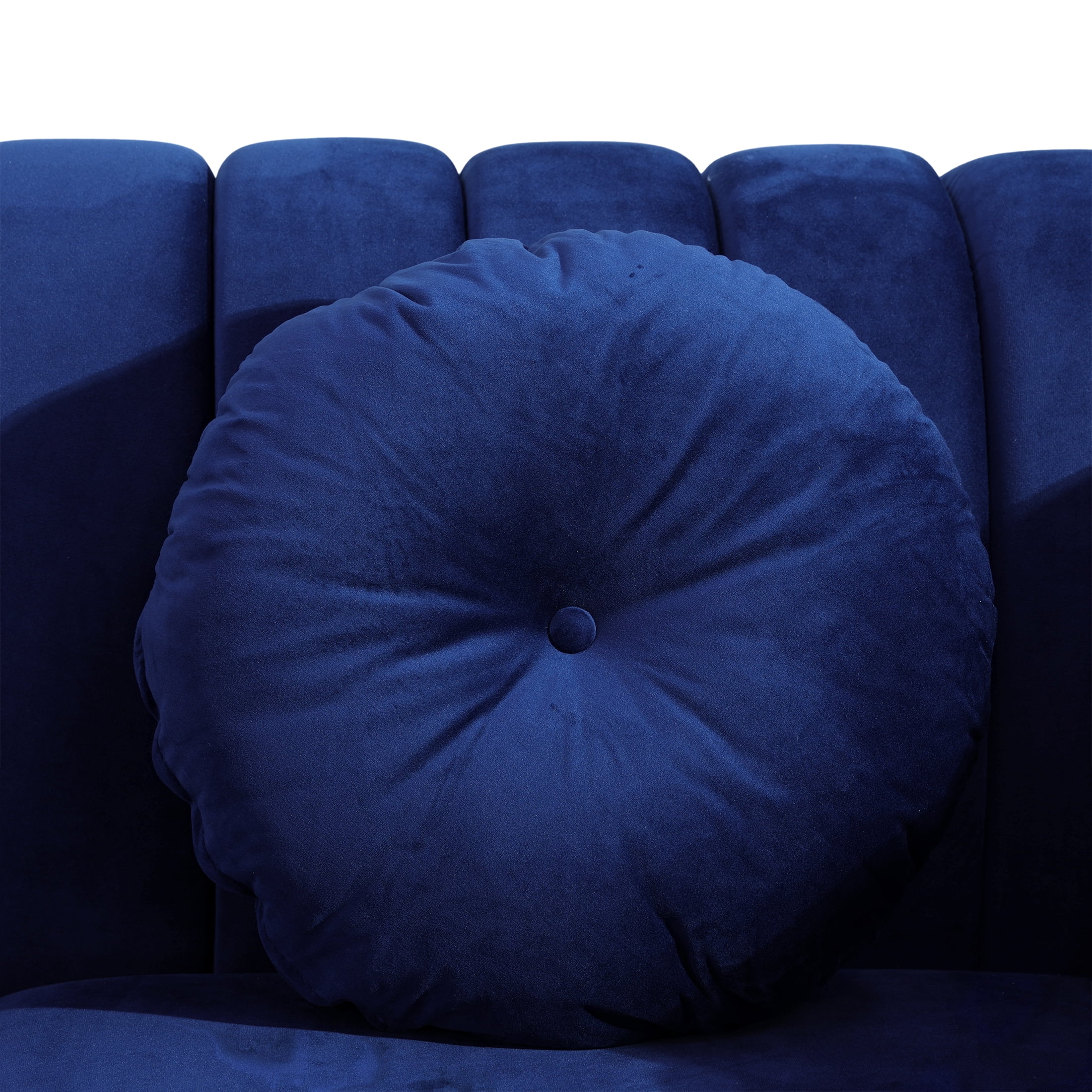 Aukfa 60" Comfy Flannel Loveseat Sofa, Contemporary Sleeper Couch for Living Room, 2 Pillows, Blue