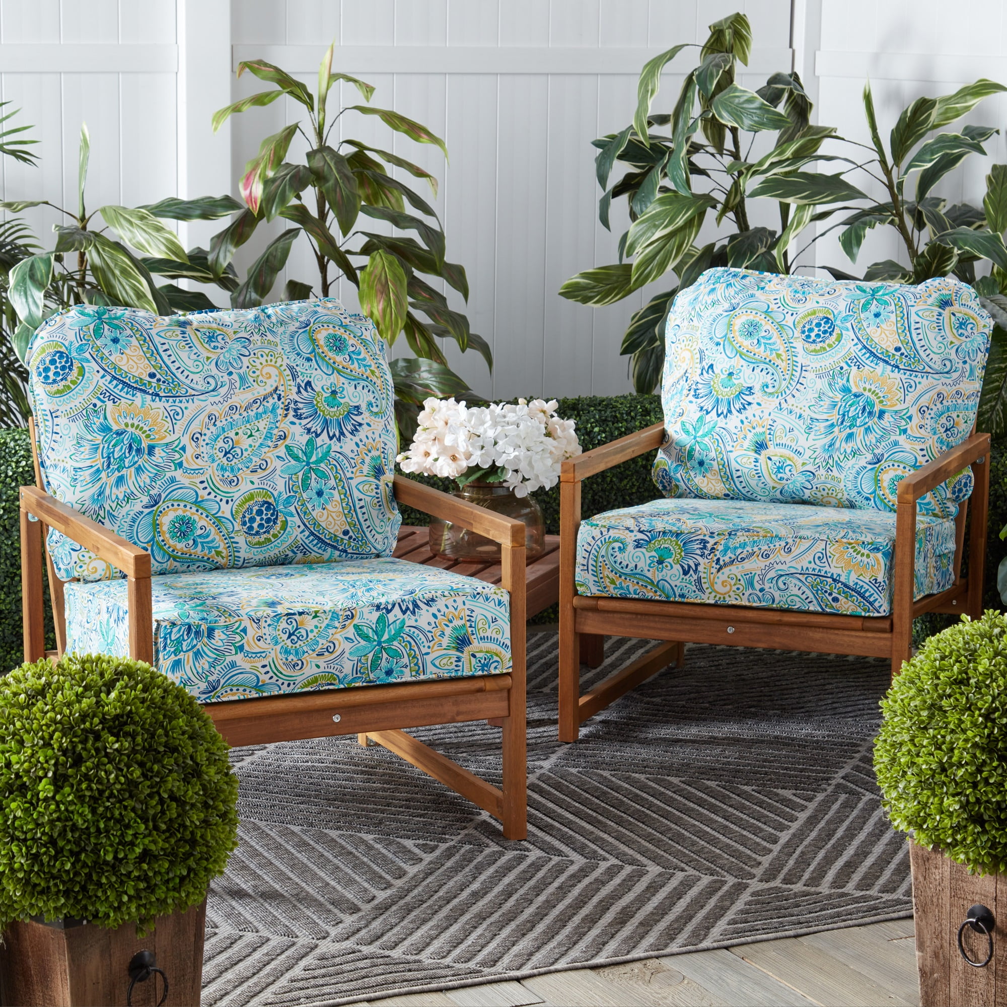 Greendale Home Fashions Outdoor 2-Piece Reversible Deep Seat Cushion Set, Baltic