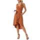 thumbnail image 4 of Vestidos de verano sin mangas para mujeres INSPIRE CHIC, vestido midi con escote en V, plisado, dobladillo alto-bajo y bolsillos, talla XL, color caramelo, 4 of 6