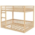 thumbnail image 6 of Tcbosik Full Over Full Size Bunk Bed with Built-in Ladder, Wood Bed Frame with Safety Guardrail, Space Saving, Easy Assembly, Natural, 6 of 9