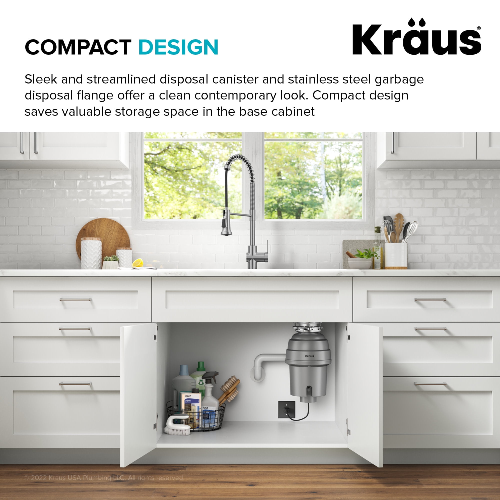 Kraus KWD200-100MGR 1 Hp Continuous Feed Garbage Disposal - Grey