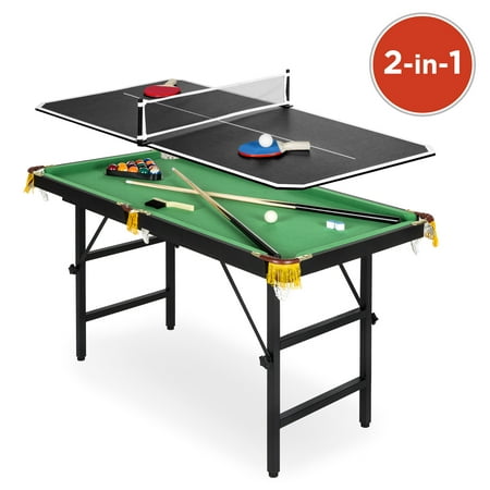 Best Choice Products 4ft 2-in-1 Ping Pong and Billiards Table Set with Foldable Legs, (Best Table Tennis Racket Brand)