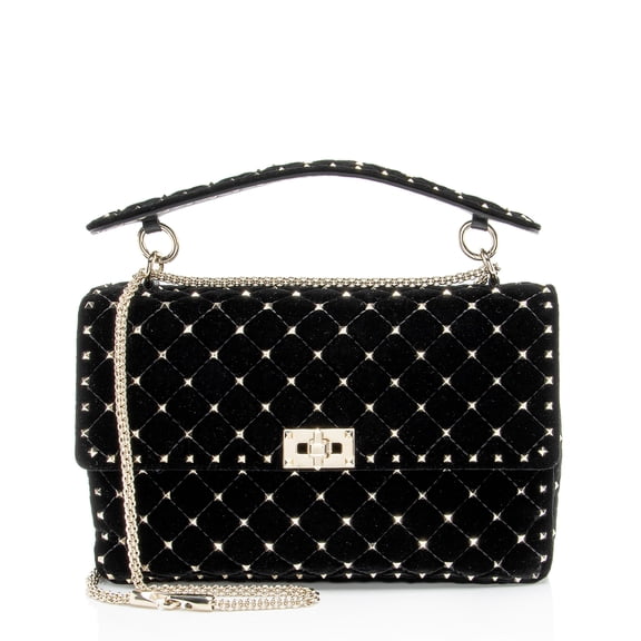 Pre-Owned Valentino Velvet Rockstud Spike Up Shoulder Bag