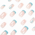 thumbnail image 3 of 24pcs Armor Premium French White and Blue Colorblock Line Wavy Nails Removable Nails, 3 of 5