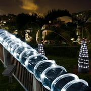 Honche Solar Rope Lights Outdoor Waterproof LED 33ft 100 LEDs Garden Christmas Decorations Lighting Cool White