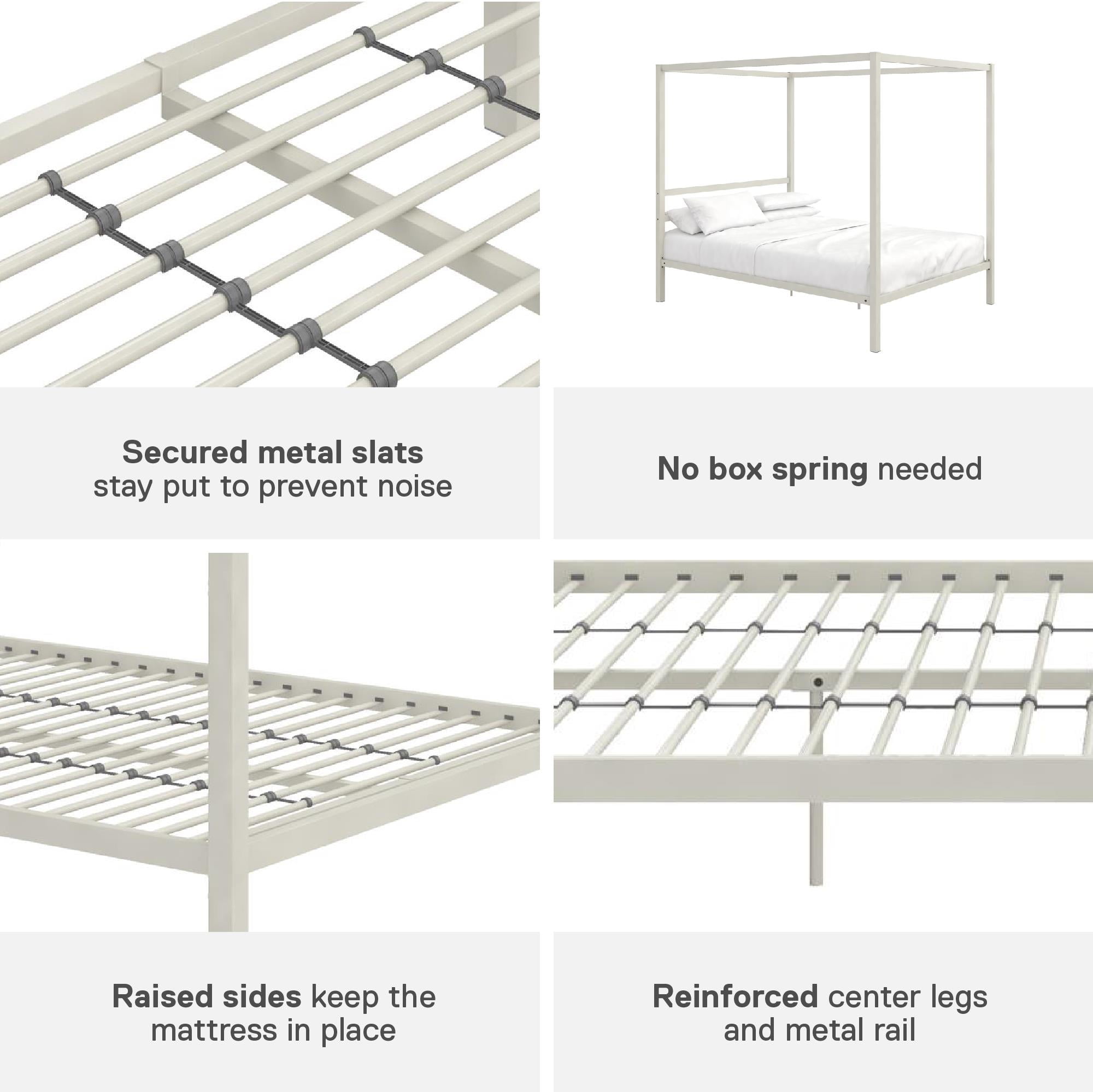 DHP Modern Metal Canopy Platform Bed Frame, Queen, Off White