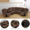 thumbnail image 3 of Aukfa 3-Piece Recliner Sofa Set, 6 Seat Sectional Couch with Cup Holders&Storage Console, Brown, 3 of 11