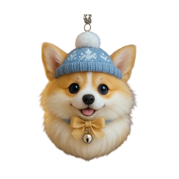 Adorno colgante de acrílico para gato de invierno, árbol de Navidad, gorro de punto, gatito, perro, conejo, erizo, adorno colgante de animal