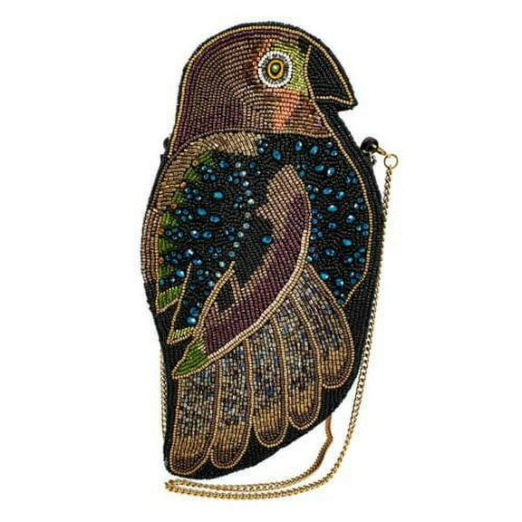 Mary Frances Out on a Limb Crossbody Handbag Brown Bag Beaded Parrot Bird NEW