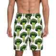 thumbnail image 1 of Balery Cute Broccoli Pantalones cortos de pijama de punto de algodón para hombre con cinturilla y bolsillos-3X-Large, 1 of 6