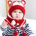 thumbnail image 1 of Gorro de invierno de princesa para niños, gorro de bebé, bufanda, gorro de lana con forma de oso, conjunto de gorro cálido multifuncional, 1 of 2