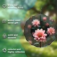 thumbnail image 5 of Vibrant Pink Flower Metal Hanging Wind Spinner - Abstract Design with Concentric White Lines for Yard & Garden Decor, 5 of 6
