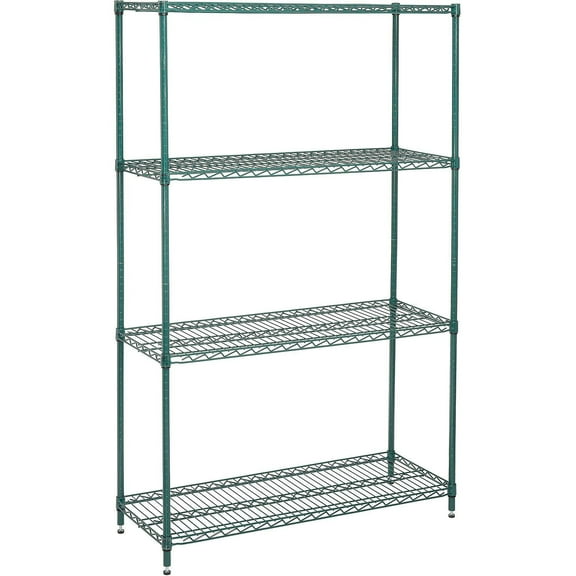 Nexel Medium Duty Wire Shelving Unit, Green Epoxy, 48"W x 18"D x 74"H