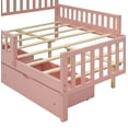 thumbnail image 3 of Noble House Full Size Wood Platform Bed with Guardrails on Both Sides and Two Storage Drawers ,Pink, 3 of 8