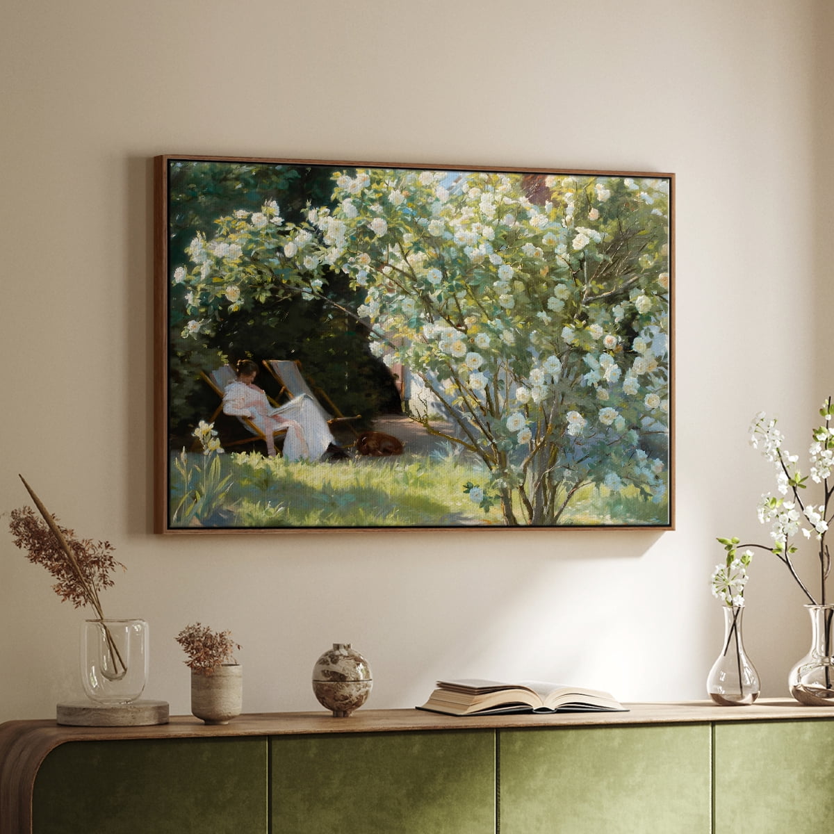 Vintage Landscape-CCXLIV By Wexford Home Framed in Walnut Wood Gallery Wrapped Canvas 27 in. x 41 in.