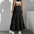 thumbnail image 4 of Girls Black Tiered Maxi Skirt Ruffle Skirt with Elastic Waist Boho Wedding Guest Casual Summer Ankle Length,Size 12-13T, 4 of 8