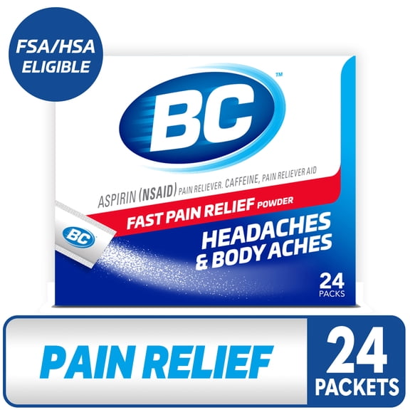 BC Powder Original Strength Pain Reliever, Aspirin Dissolve Packs, 24 Count