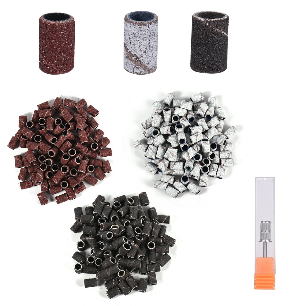 300pcs Sanding Bands with 1 Nail Drill Bit for Manicure Nail Drill