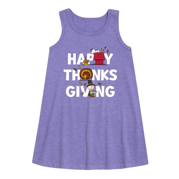 Peanuts - Happy Thanksgiving Icons - Toddler and Youth Girls A-line Dress