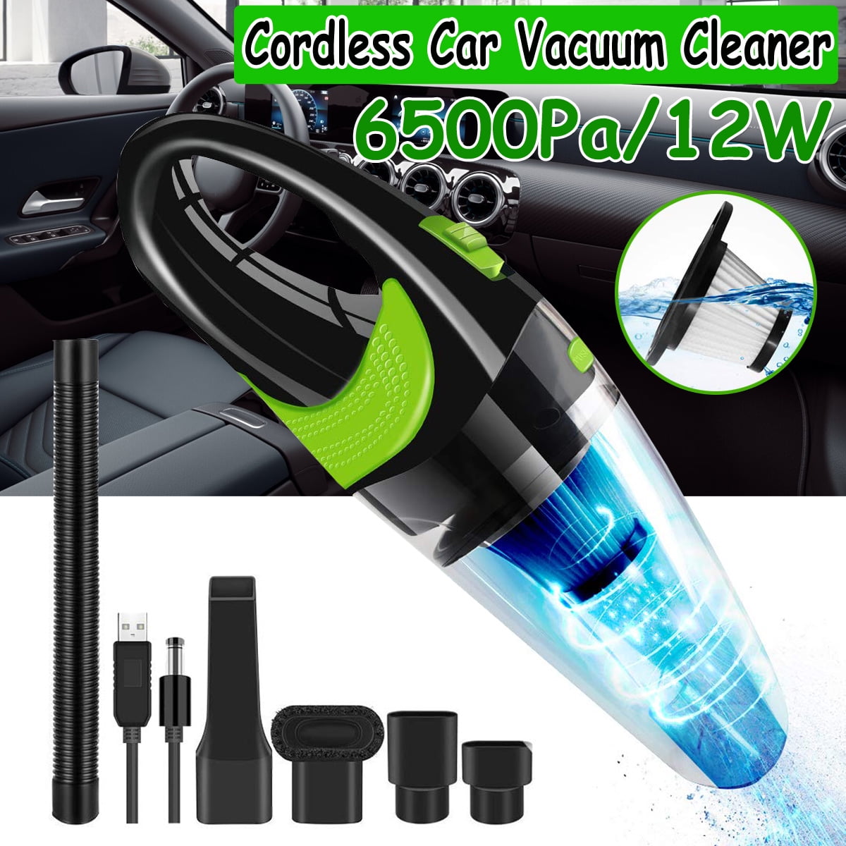 6500PA Cordless Auto Car Vacuum ,12V 120W Portable Handheld Vacuum
