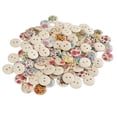 thumbnail image 1 of 100 botones de madera impresos mixtos de 0,6 pulgadas, botones artesanales de bricolaje, botones redondos decorativos para coser manualidades, flores de color de troncos, 100 piezas de 0,6 pulgadas, 1 of 5