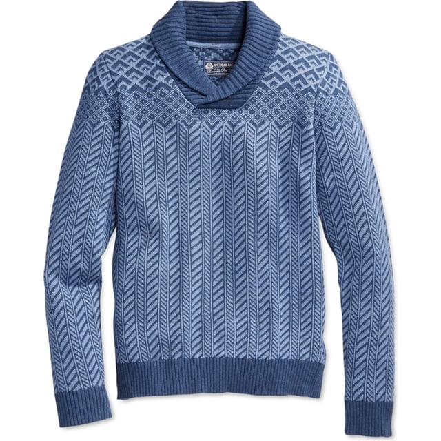 American Rag Mens Fair-Isle Shawl Sweater, Azul, XX-Large