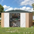 thumbnail image 2 of AECOJOY 10' x 8' Outdoor Storage Shed with Lockable Door Patio Metal Garden Storage Building in Brown for Outside, 2 of 7