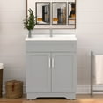 thumbnail image 3 of OLD CAPTAIN Bathroom Vanity with Ceramic Sink, Wooden Double Door Bathroom Vanity, 32 Inch Bath Cabinet with Sink and Storage, Grey, 3 of 7