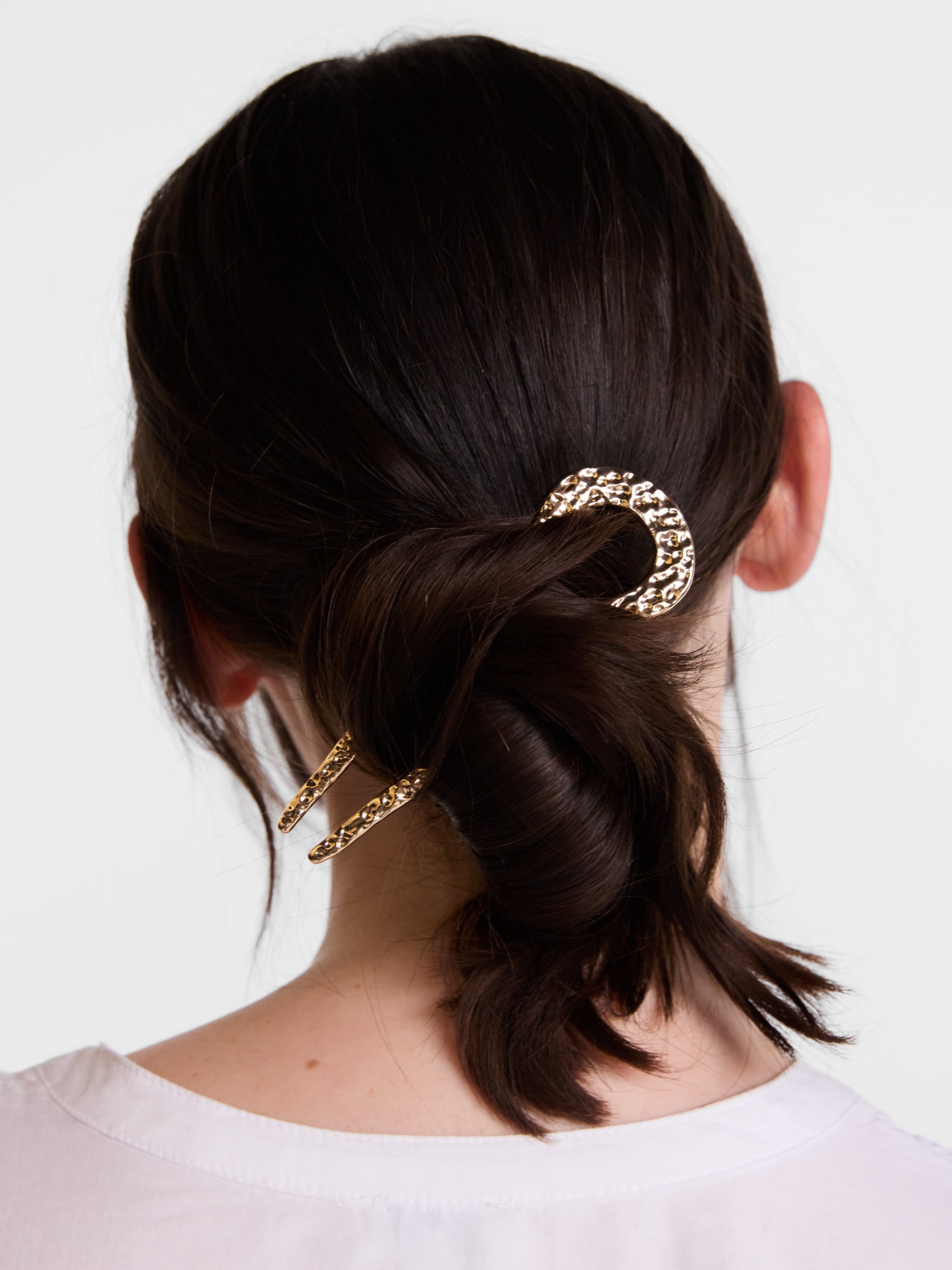 Scenario Women's Hammered Metal French Hair Pin, Gold-Tone