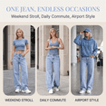 thumbnail image 4 of Olaglory Baggy Jeans Women Vintage Mid Waist Wide Leg Jeans for Women Trendy Loose Fit Denim Pants Comfortable Stretch Streetwear Boyfriend Jeans, Light Blue, 4 of 8